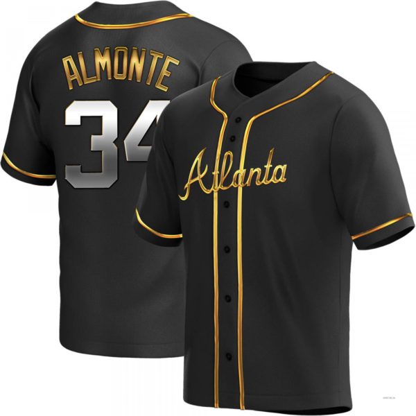 Atlanta Braves #34 AbGeneric198m Almonte Black Golden Alternate Jersey Stitches Baseball Jerseys