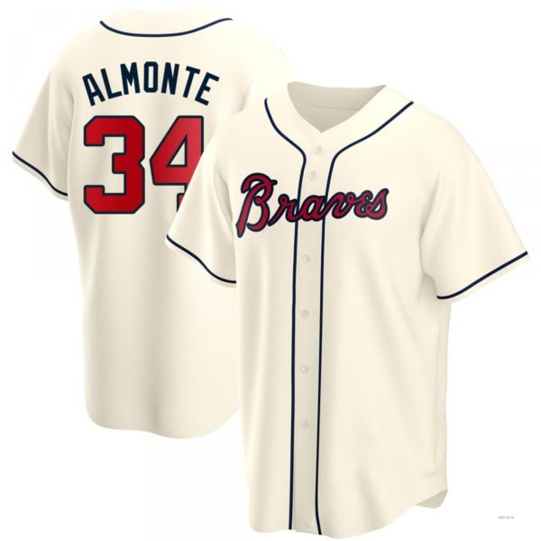 Atlanta Braves #34 AbGeneric198m Almonte Cream Alternate Jersey Stitches Baseball Jerseys