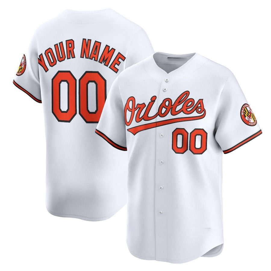 Custom B.Orioles Home Limited Jersey – White Stitched Basebal Jersey