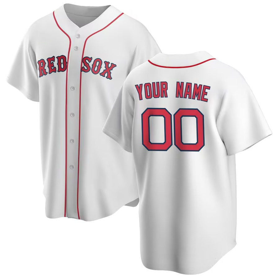 Custom B.Red Sox Home Replica Jersey - White Stitched Basebal Jersey