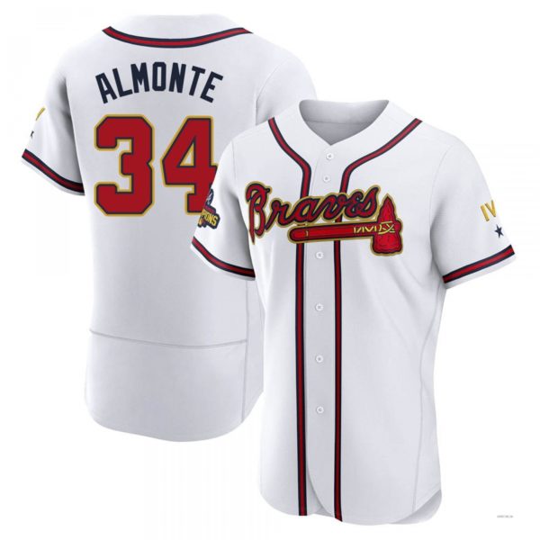 Atlanta Braves #34 AbGeneric198m Almonte Gold White 2022 Program Jersey Stitches Baseball Jerseys