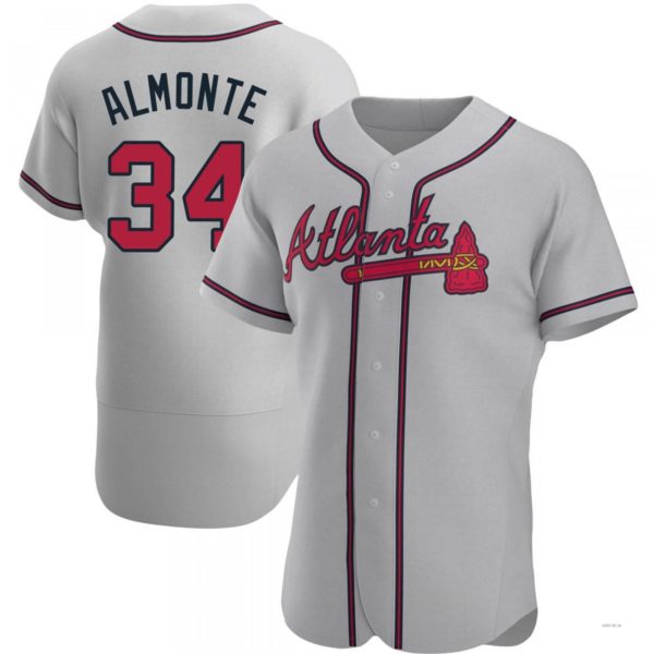 Atlanta Braves #34 AbGeneric198m Almonte Gray Road Jersey Stitches Baseball Jerseys