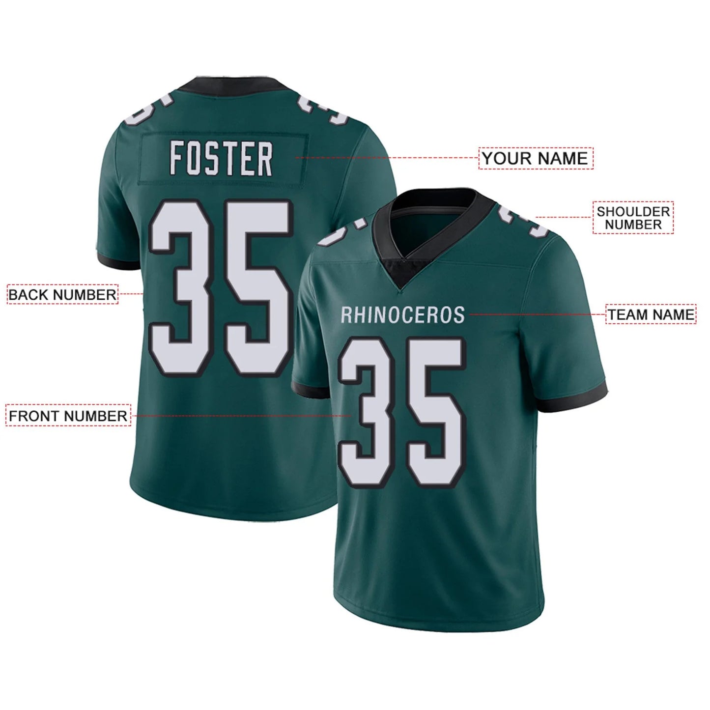 Custom P.Eagles Green Personalized Design Your Own Name and Number for Men Women Youth Footbal Jerseys