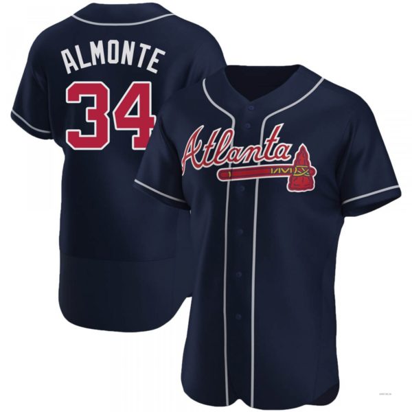Atlanta Braves #34 AbGeneric198m Almonte Navy Alternate Jersey Stitches Baseball Jerseys