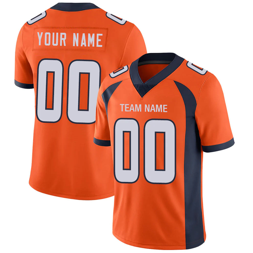 Custom D.Broncos Orange Personalized Design Your Own Name and Number for Men Women Youth Footbal Jerseys