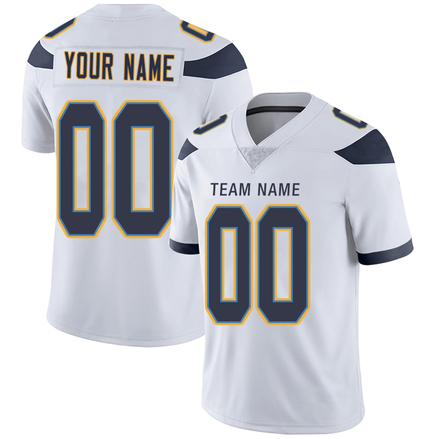 Custom LA.Chargers White Personalized Design Your Own Name and Number for Men Women Youth Footbal Jerseys