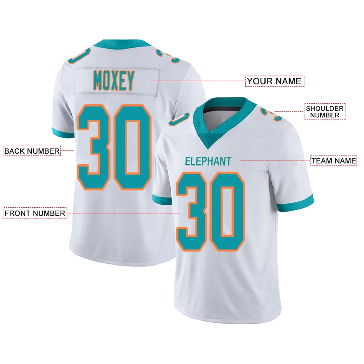 Custom M.Dolphins White Personalized Design Your Own Name and Number for Men Women Youth Footbal Jerseys