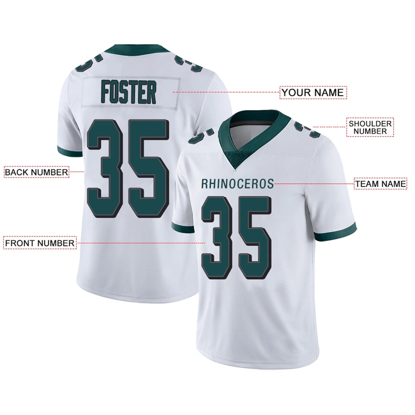 Custom P.Eagles White Personalized Design Your Own Name and Number for Men Women Youth Footbal Jerseys