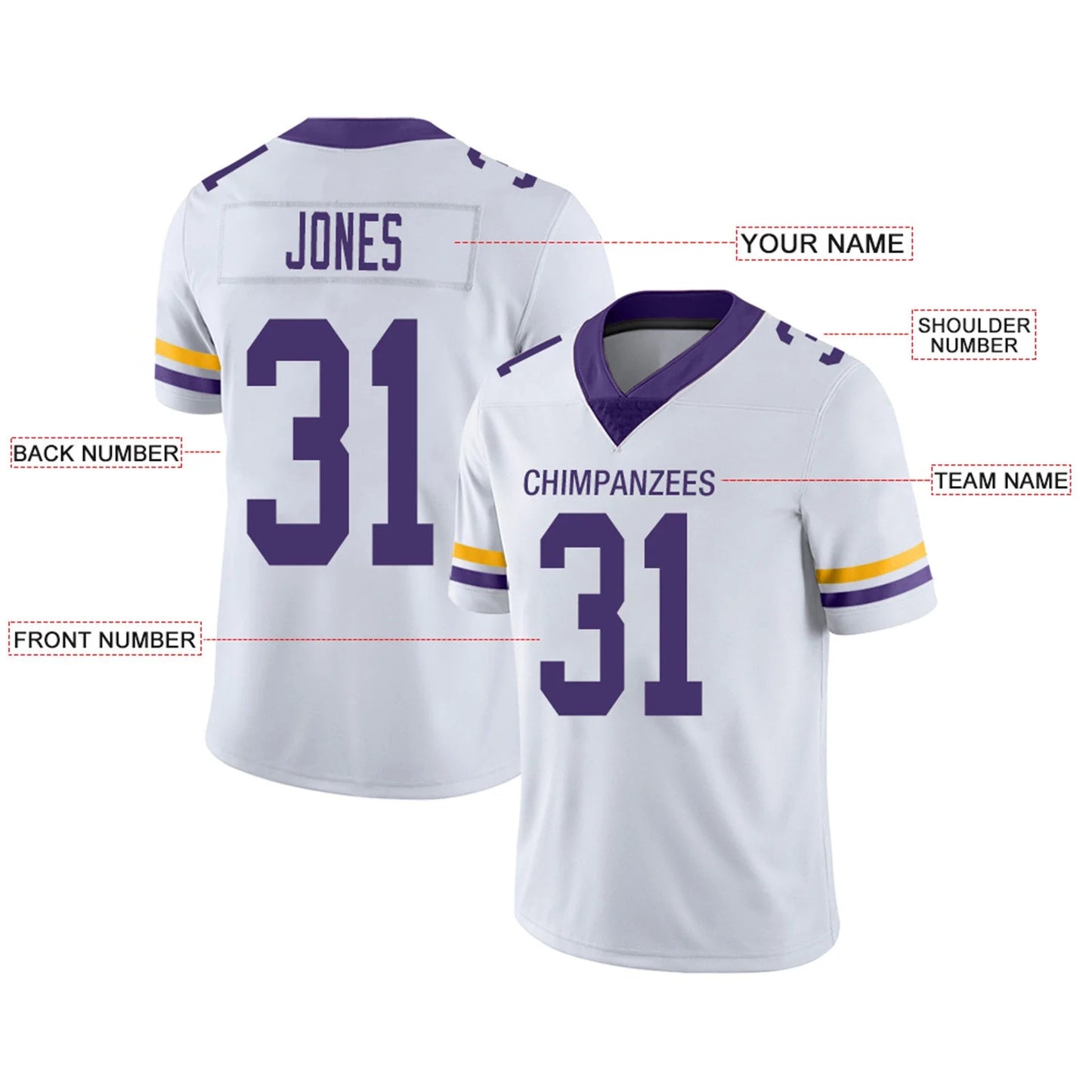 Custom MN.Vikings White Personalized Design Your Own Name and Number for Men Women Youth Footbal Jerseys