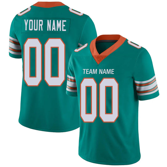 Custom M.Dolphins Aqua Personalized Design Your Own Name and Number for Men Women Youth Footbal Jerseys