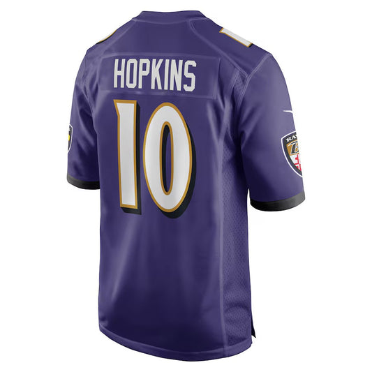 B.Ravens #10 DeAndre Hopkins Purple Team Game Stitched American Football Jerseys