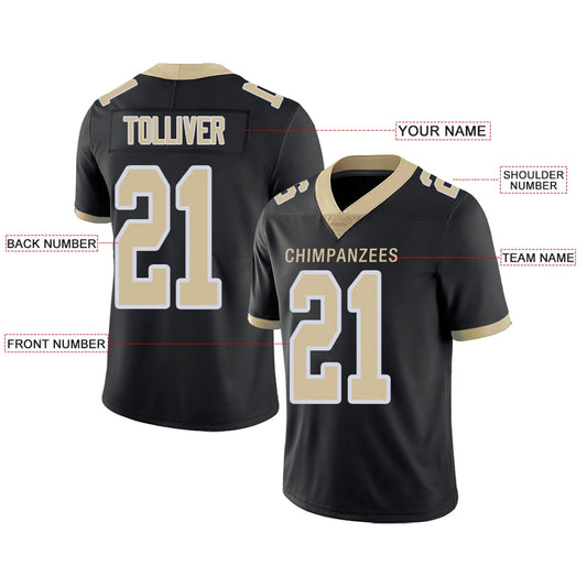 Custom NO.Saints Black Personalized Design Your Own Name and Number for Men Women Youth Footbal Jerseys