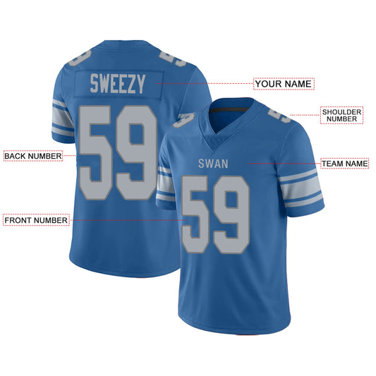 Custom D.Lions Blue Personalized Design Your Own Name and Number for Men Women Youth Footbal Jerseys