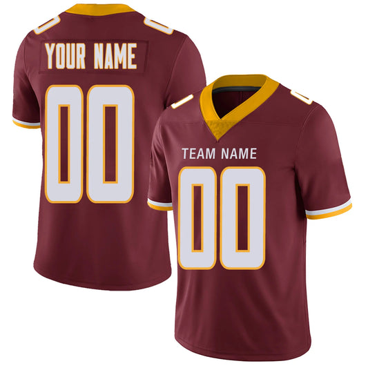 Custom W.Football Team Burgundy Personalized Design Your Own Name and Number for Men Women Youth Footbal Jerseys