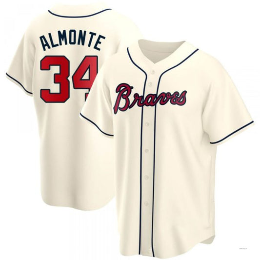 Atlanta Braves #34 AbGeneric198m Almonte Cream Alternate Jersey Stitches Baseball Jerseys