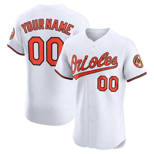 Custom B.Orioles Home Elite Jersey – White Stitched Basebal Jersey