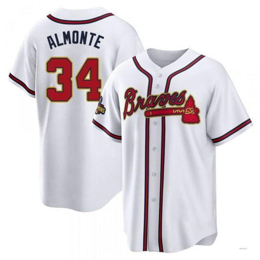 Atlanta Braves #34 AbGeneric198m Almonte Gold White 2022 Program Jersey Stitches Baseball Jerseys