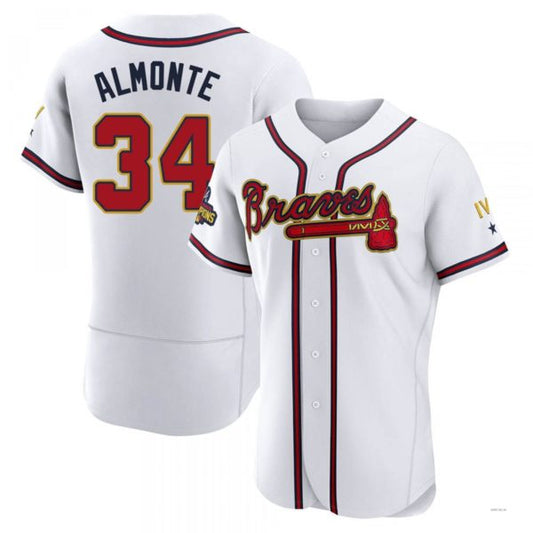 Atlanta Braves #34 AbGeneric198m Almonte Gold White 2022 Program Jersey Stitches Baseball Jerseys