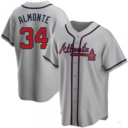 Atlanta Braves #34 AbGeneric198m Almonte Gray Road Jersey Stitches Baseball Jerseys