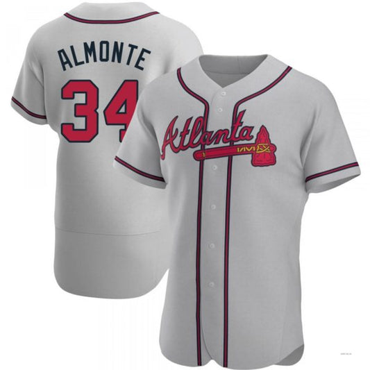 Atlanta Braves #34 AbGeneric198m Almonte Gray Road Jersey Stitches Baseball Jerseys