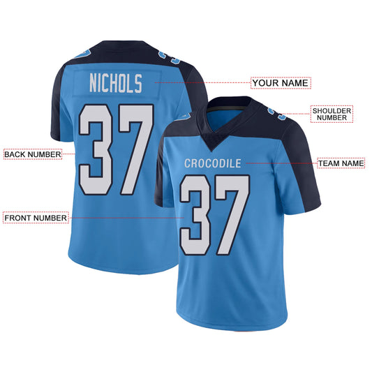 Custom T.Titans Light Blue Personalized Design Your Own Name and Number for Men Women Youth Footbal Jerseys