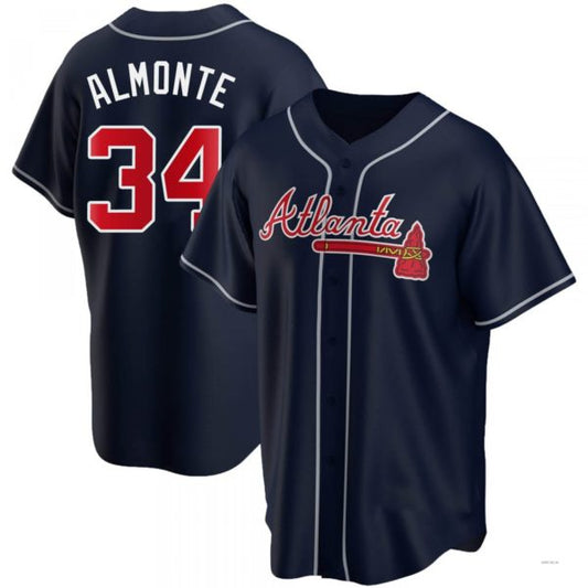 Atlanta Braves #34 AbGeneric198m Almonte Navy Alternate Jersey Stitches Baseball Jerseys