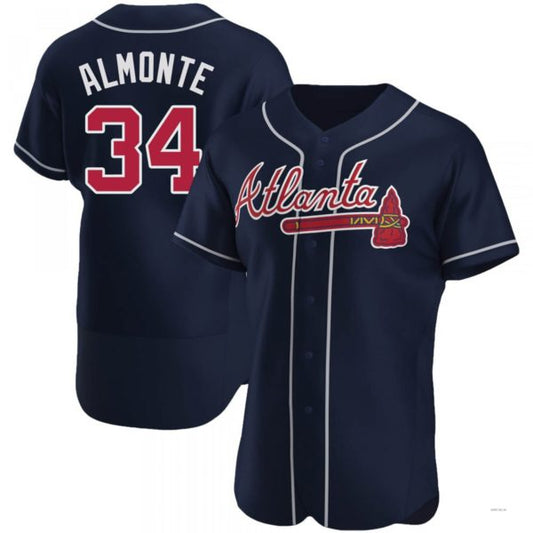 Atlanta Braves #34 AbGeneric198m Almonte Navy Alternate Jersey Stitches Baseball Jerseys
