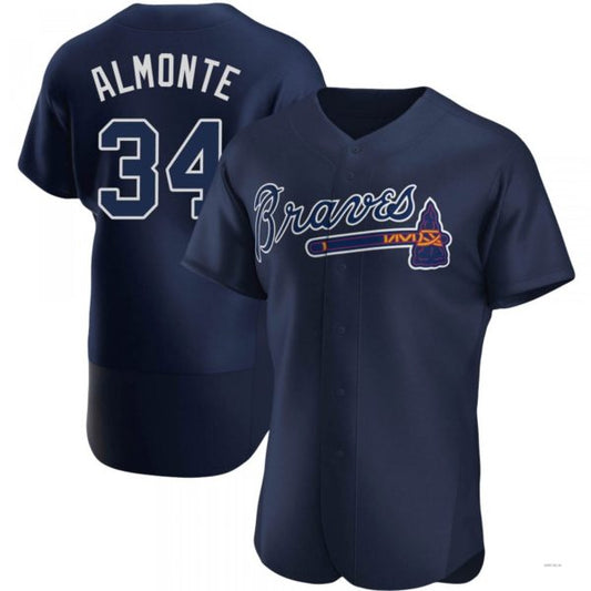 Atlanta Braves #34 AbGeneric198m Almonte Navy Alternate Team Name Jersey Stitches Baseball Jerseys