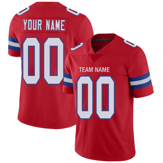 Custom NE.Patriots Red Personalized Design Your Own Name and Number for Men Women Youth Footbal Jerseys