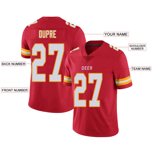 Custom KC.Chiefs Red Personalized Design Your Own Name and Number for Men Women Youth Footbal Jerseys