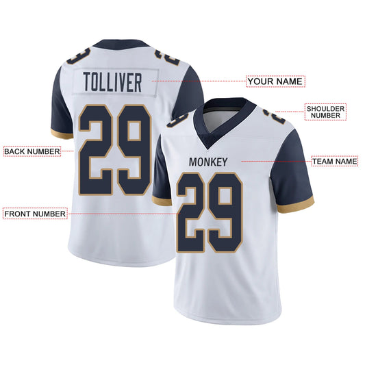 Custom LA.Chargers White Personalized Design Your Own Name and Number for Men Women Youth Footbal Jerseys