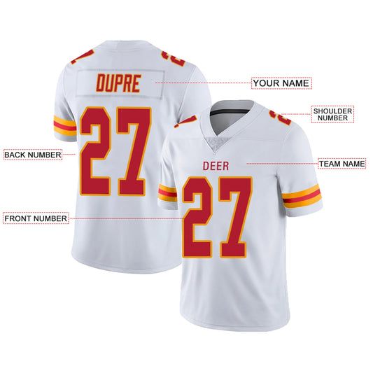 Custom KC.Chiefs White Personalized Design Your Own Name and Number for Men Women Youth Footbal Jerseys