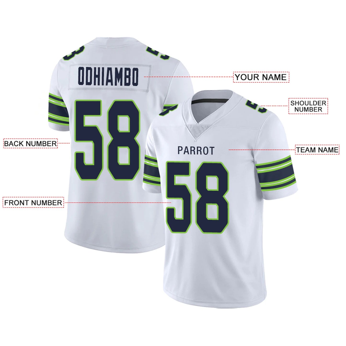 Custom S.Seahawks White Personalized Design Your Own Name and Number for Men Women Youth Footbal Jerseys