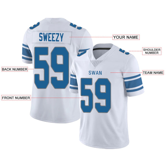 Custom D.Lions White Personalized Design Your Own Name and Number for Men Women Youth Footbal Jerseys