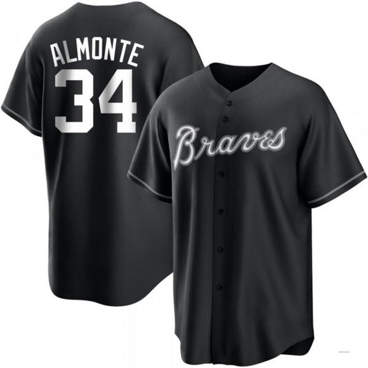 Atlanta Braves #34 AbGeneric198m Almonte White Black/ Jersey Stitches Baseball Jerseys