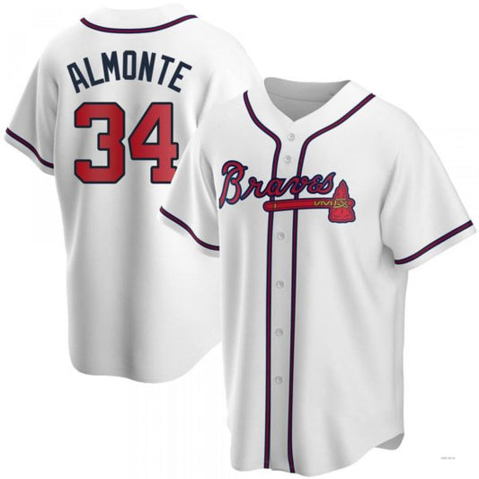 Atlanta Braves #34 AbGeneric198m Almonte  White Home Jersey Stitches Baseball Jerseys