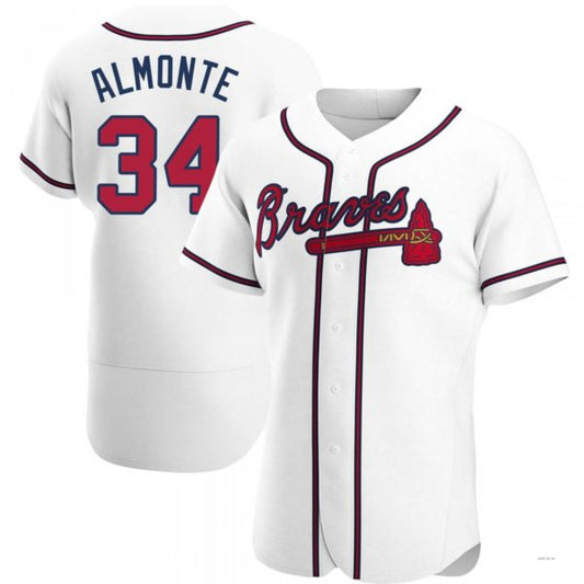 Atlanta Braves #34 AbGeneric198m Almonte White Home Jersey Stitches Baseball Jerseys